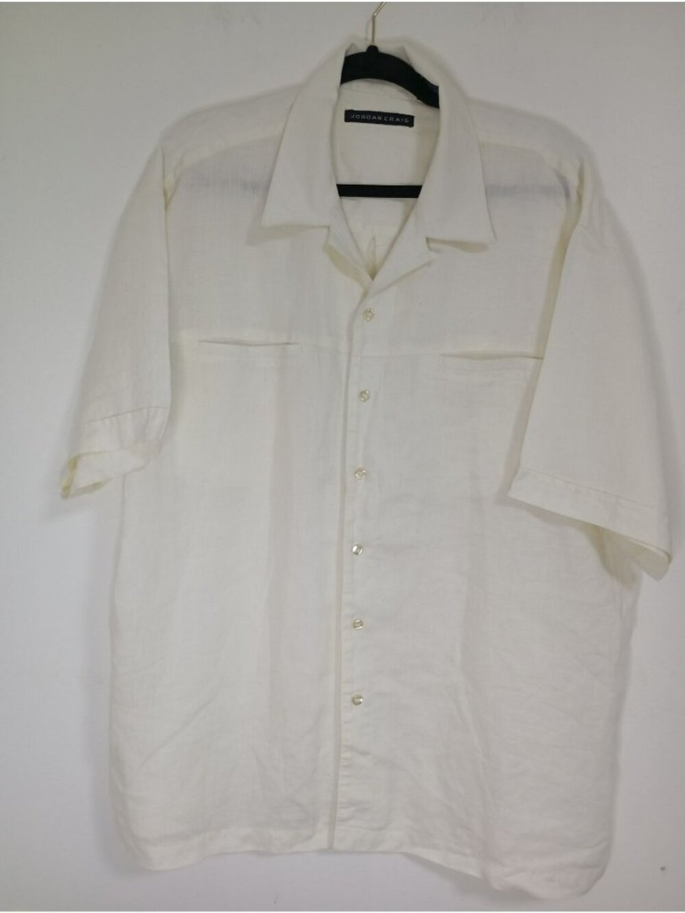 Jordan Craig Mens White 100% Linen Button-Up Short Sleeve Shirt XL
